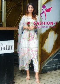 Off White Colour Salwar Kameez With Top bottom Dupatta Heavy Work